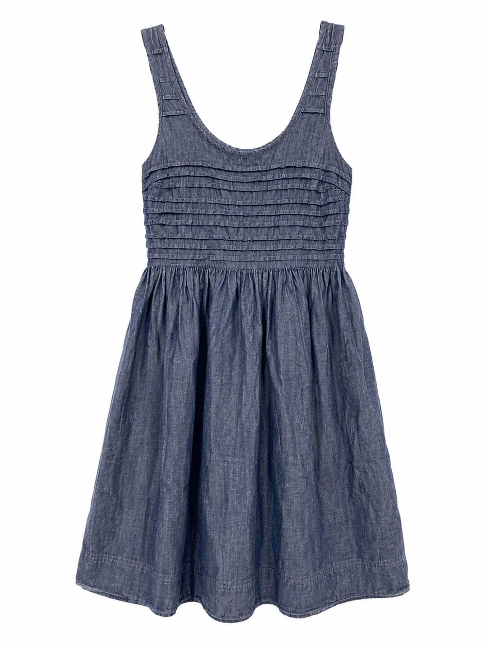 Old Navy Chambray Sleeveless Fit & Flare Dress Women’s XS Side Zip 100% Cotton